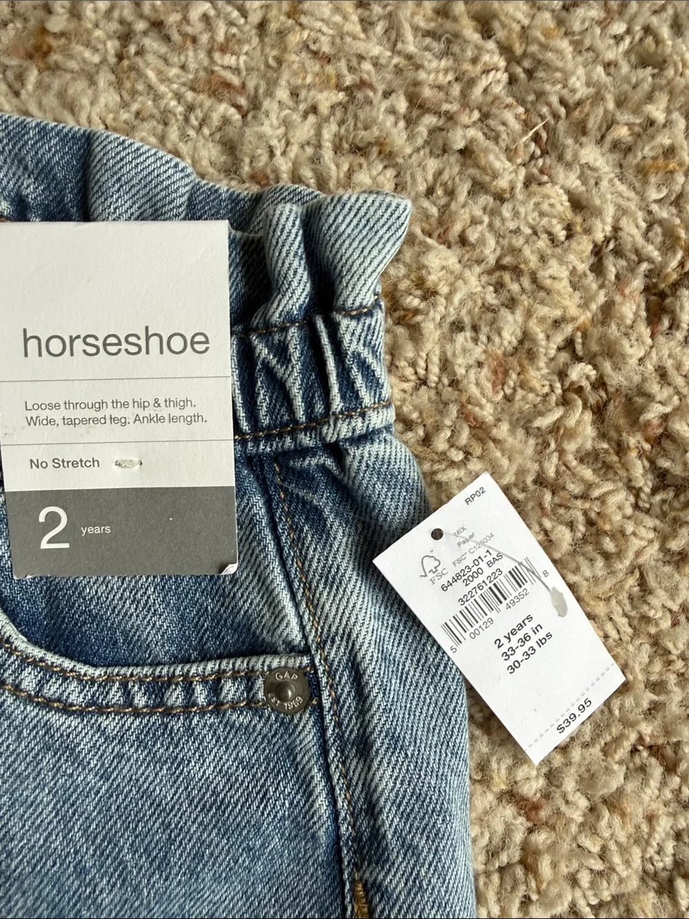 GAP Toddler Horseshoe Denim Jeans with Heart Patch Pockets